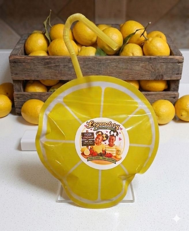 Legendary Lemonades lemon-shaped drink pouch