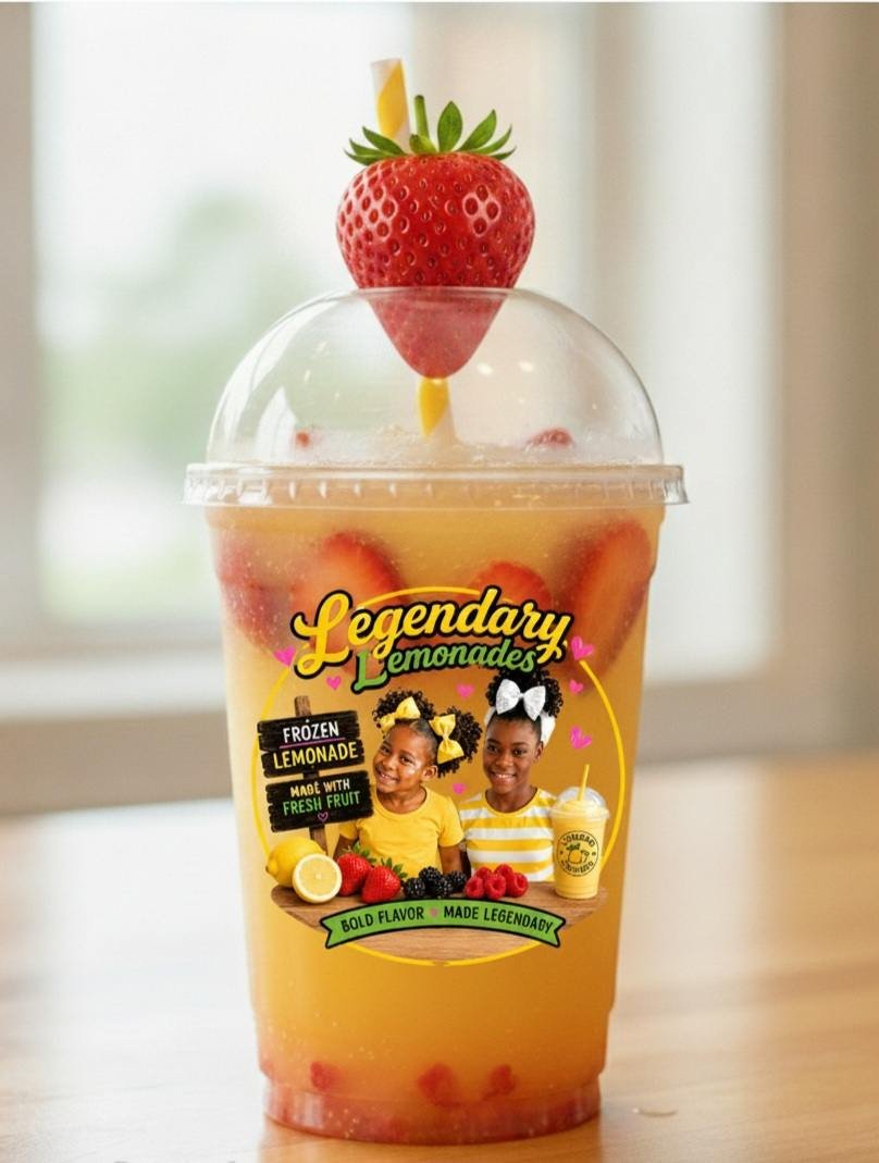 Legendary Lemonades branded strawberry lemonade cup